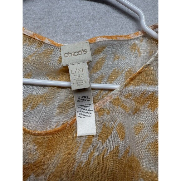 Chico's Poncho Ruana L/XL Orange Tie Dye Lightweight 100% Linen Boho - Picture 3 of 4